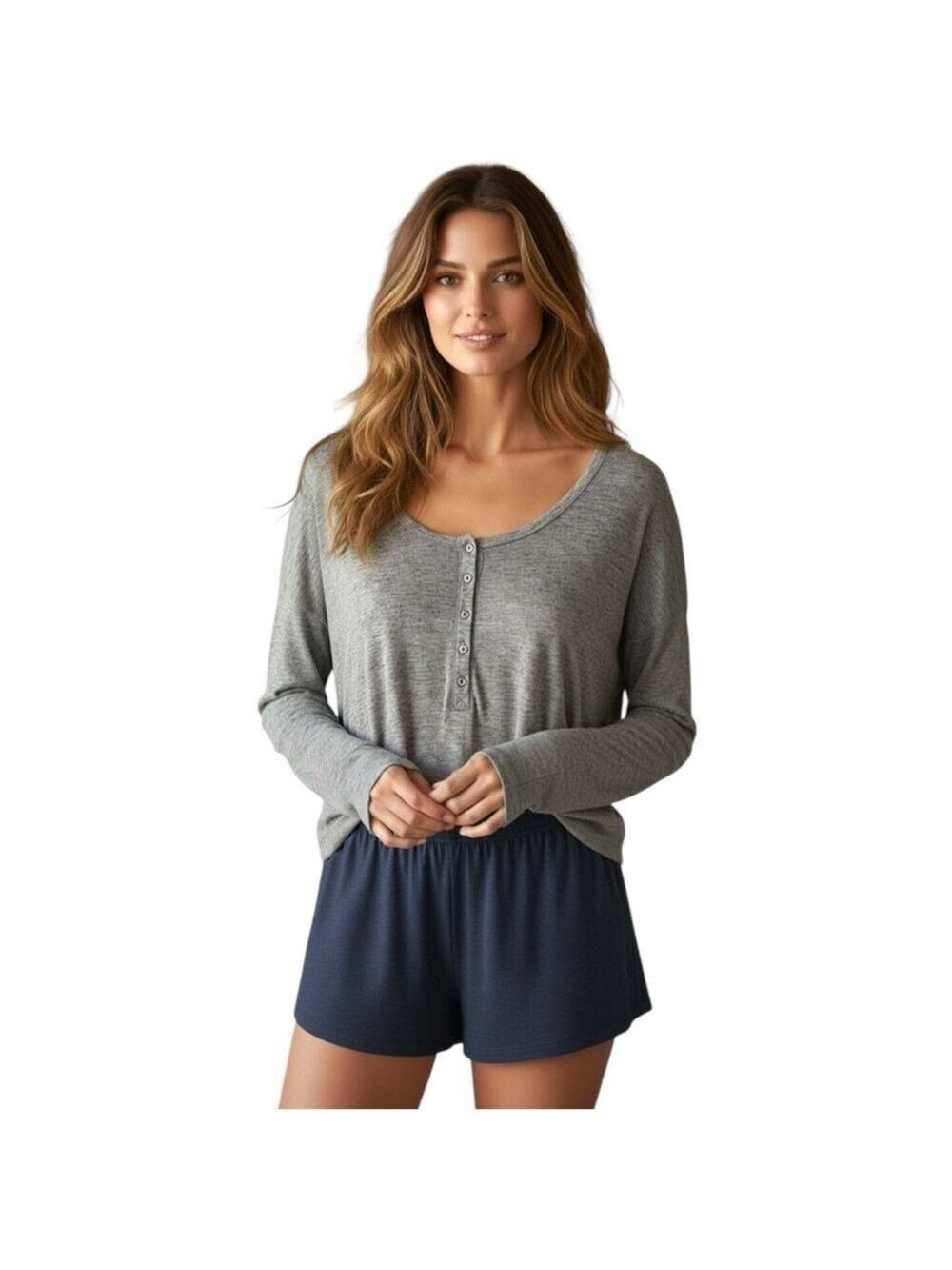 Victoria’s Secret Women’s Size M Grey Long Sleeve Henley Style Top